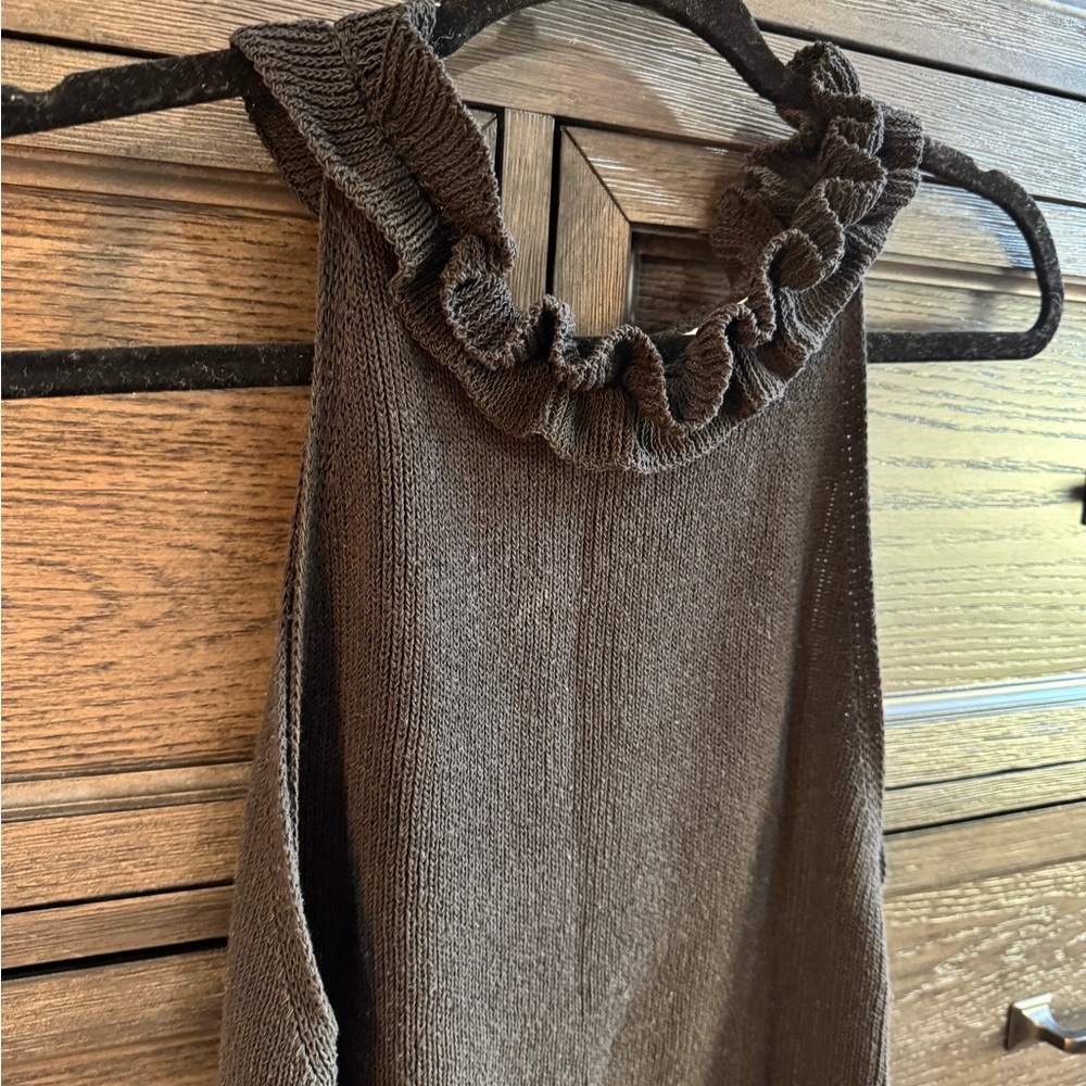Mango Black Knit Ruffle Top - Picture 2 of 4